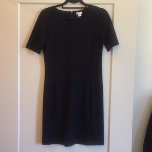 J Crew black stretchy dress size 4, pleated detail